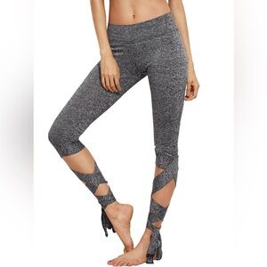 Lace-Up Leggings Cutout Tie-Cuff Slim Yoga Ballet Pants Jogger Workout Tights